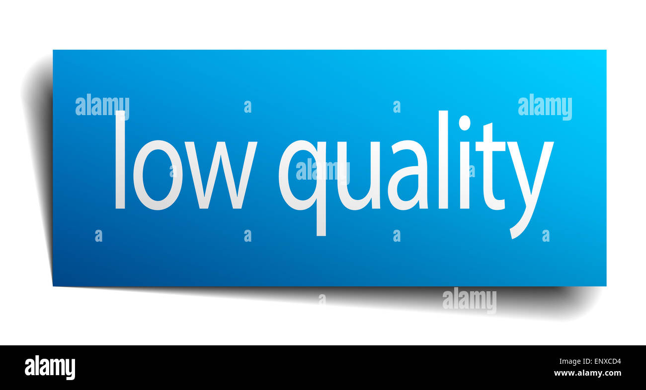 low quality blue paper sign isolated on white Stock Photo - Alamy