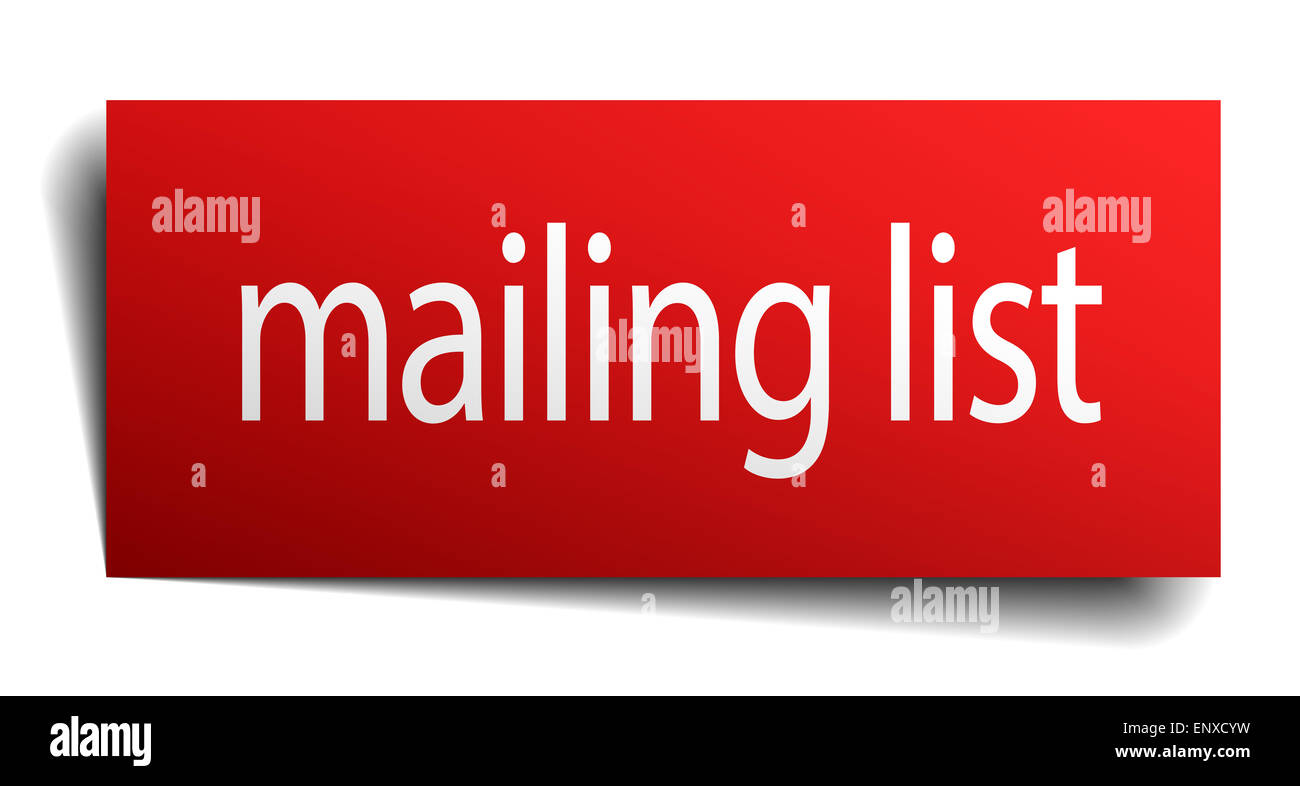 mailing list red square isolated paper sign on white Stock Photo Alamy