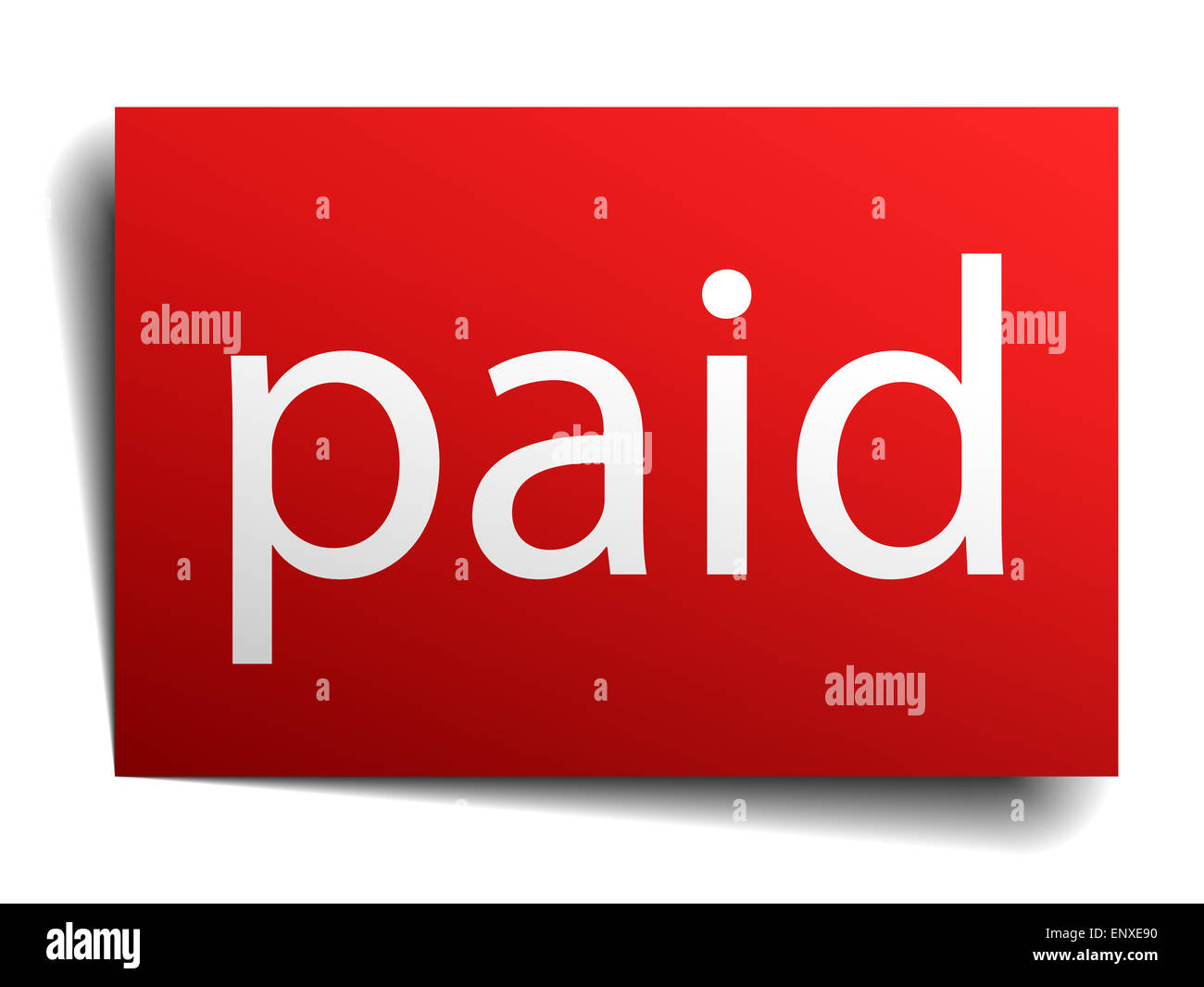 paid red square isolated paper sign on white Stock Photo - Alamy