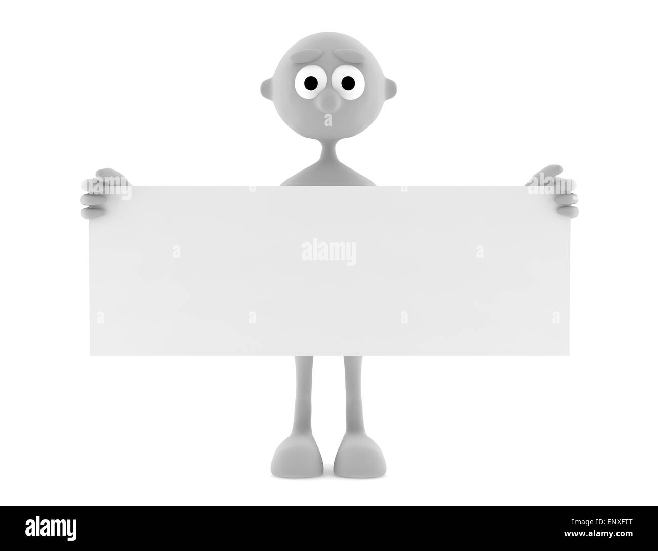 3d man holding blank placard isolated on white Stock Photo