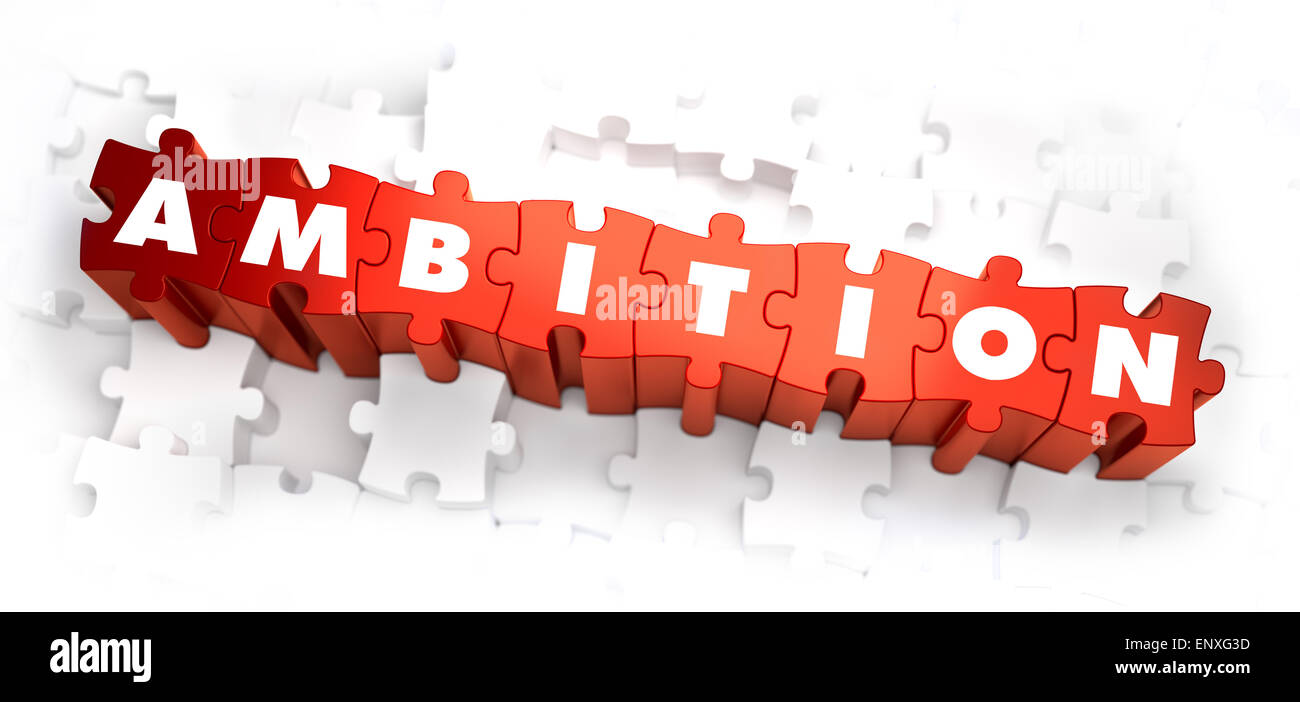 Ambition - White Word on Red Puzzles. Stock Photo
