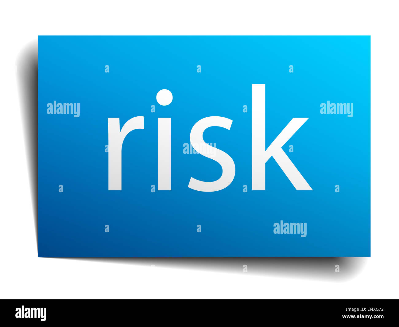 risk blue paper sign on white background Stock Photo - Alamy