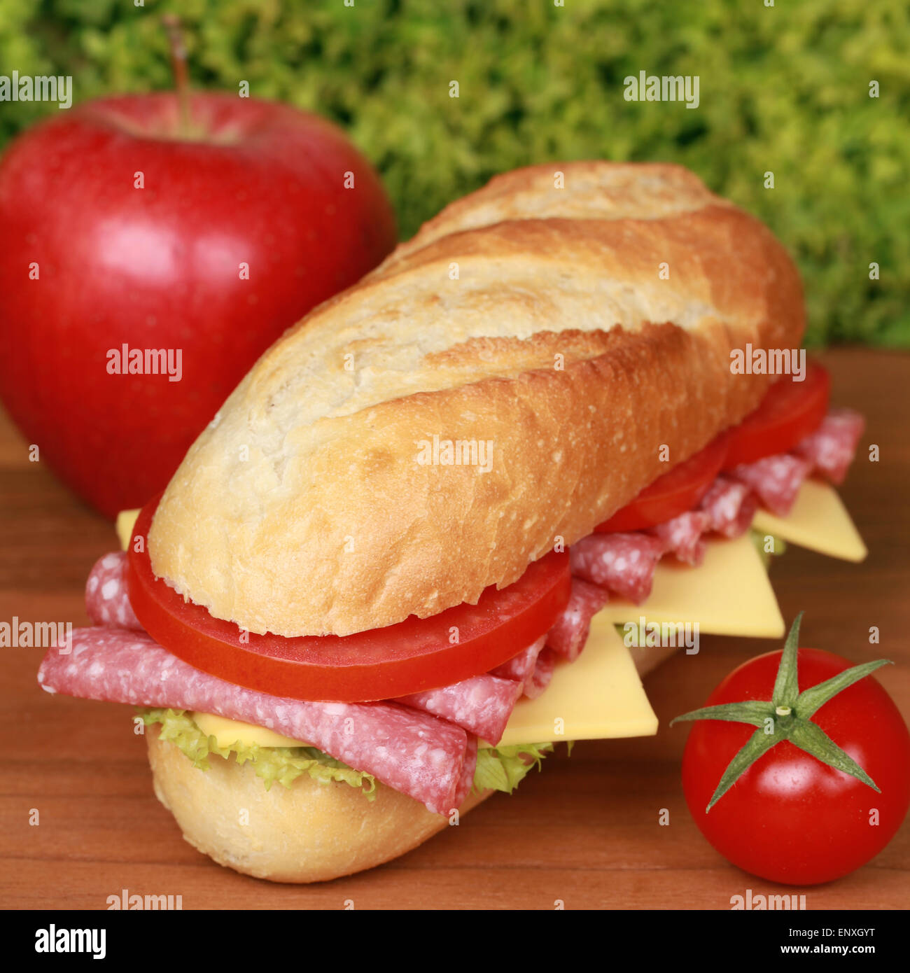 Sandwich belegt mit Salami Stock Photo