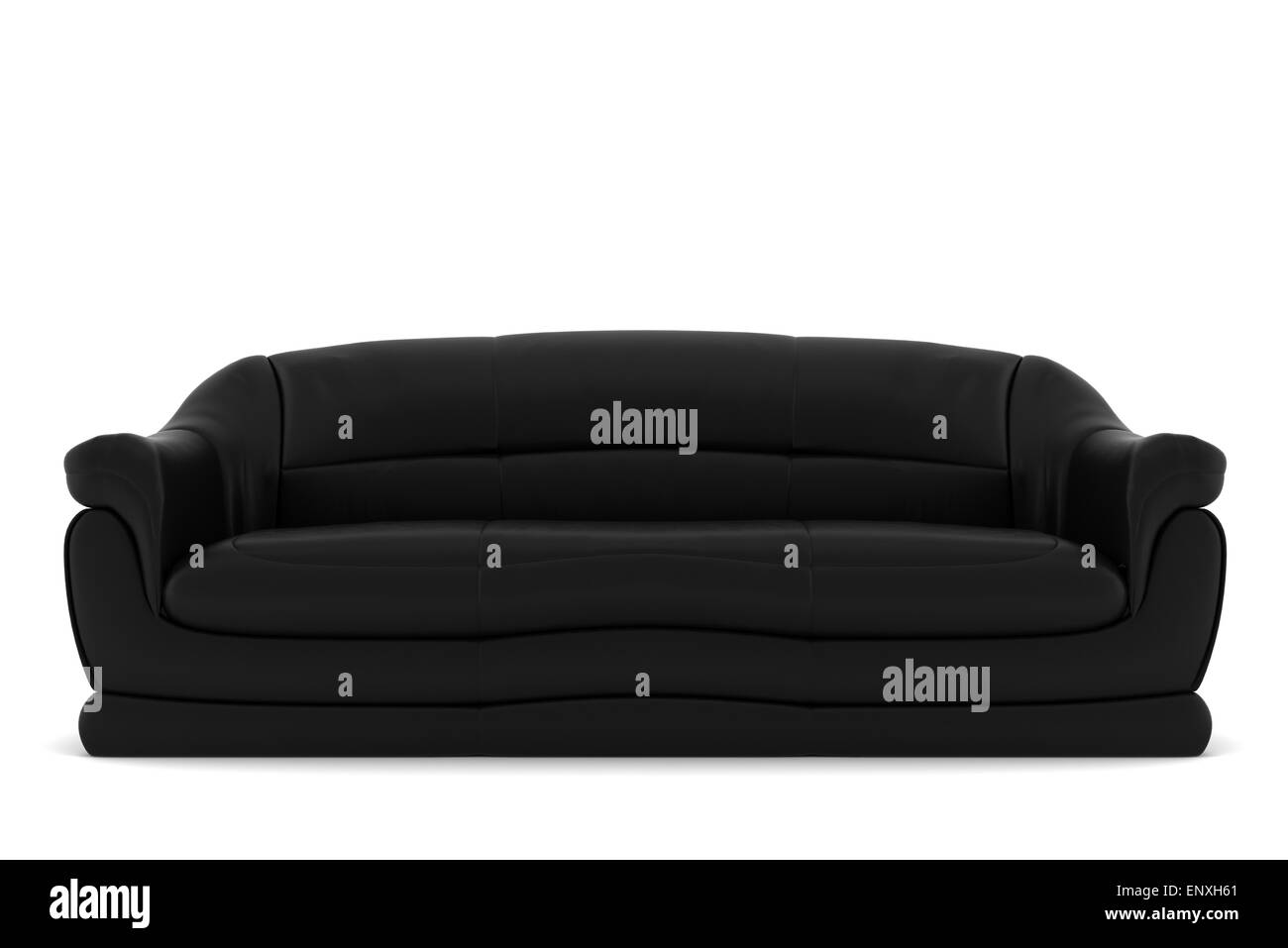 black leather sofa isolated on white background Stock Photo - Alamy