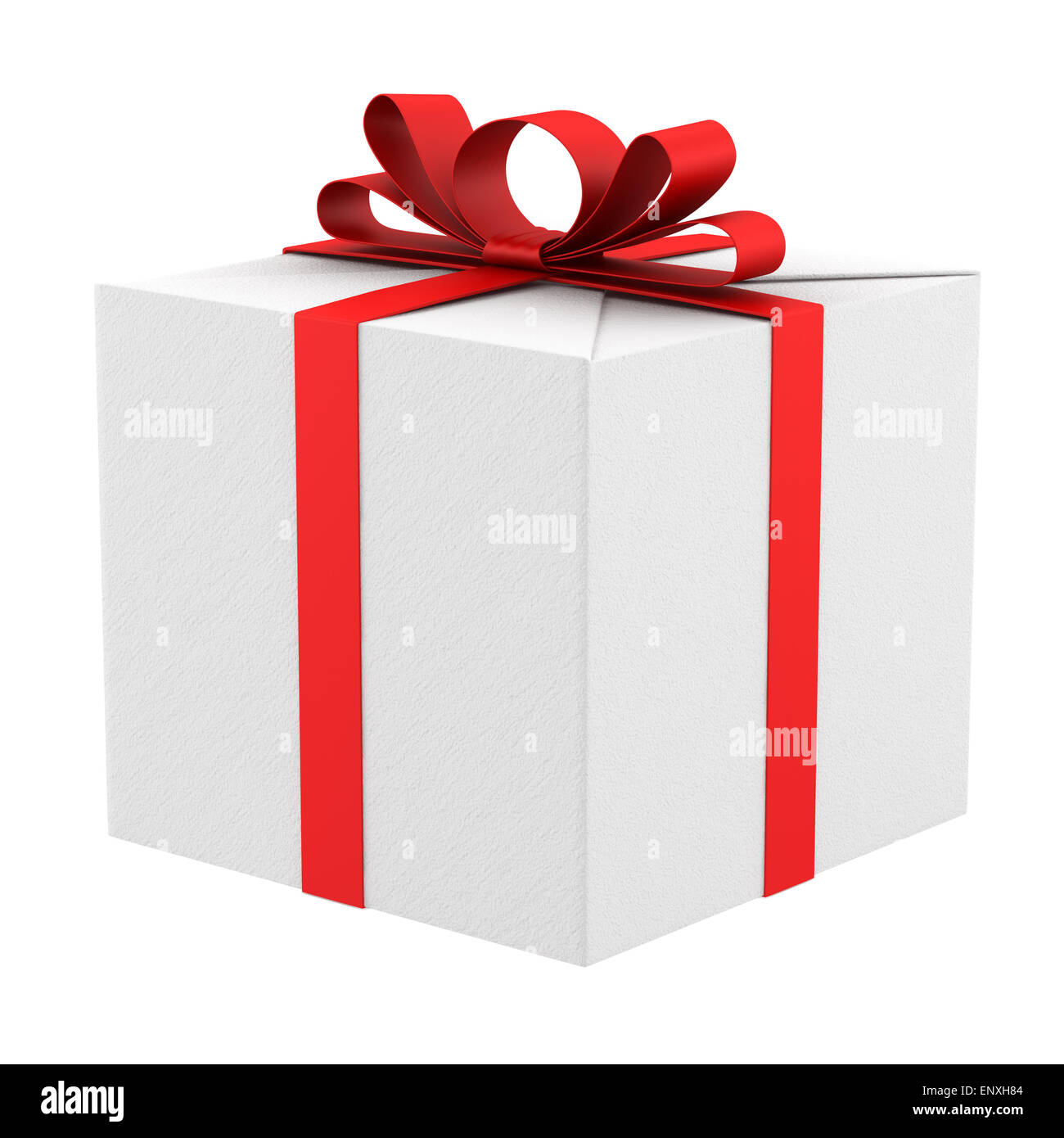 white gift box with red ribbon and bow isolated Stock Photo - Alamy