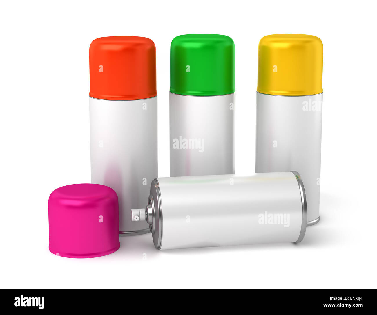 color spray cans isolated on white background Stock Photo