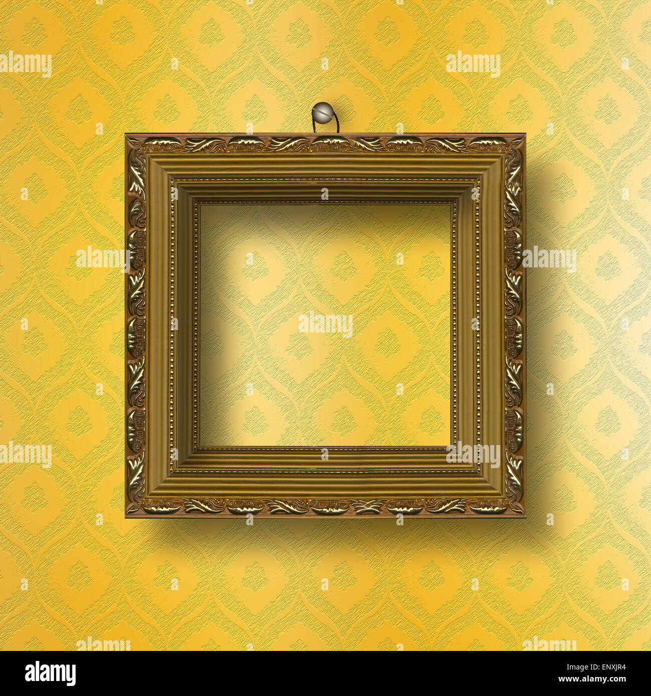 Old wooden frame for photo on the abstract paper background Stock Photo