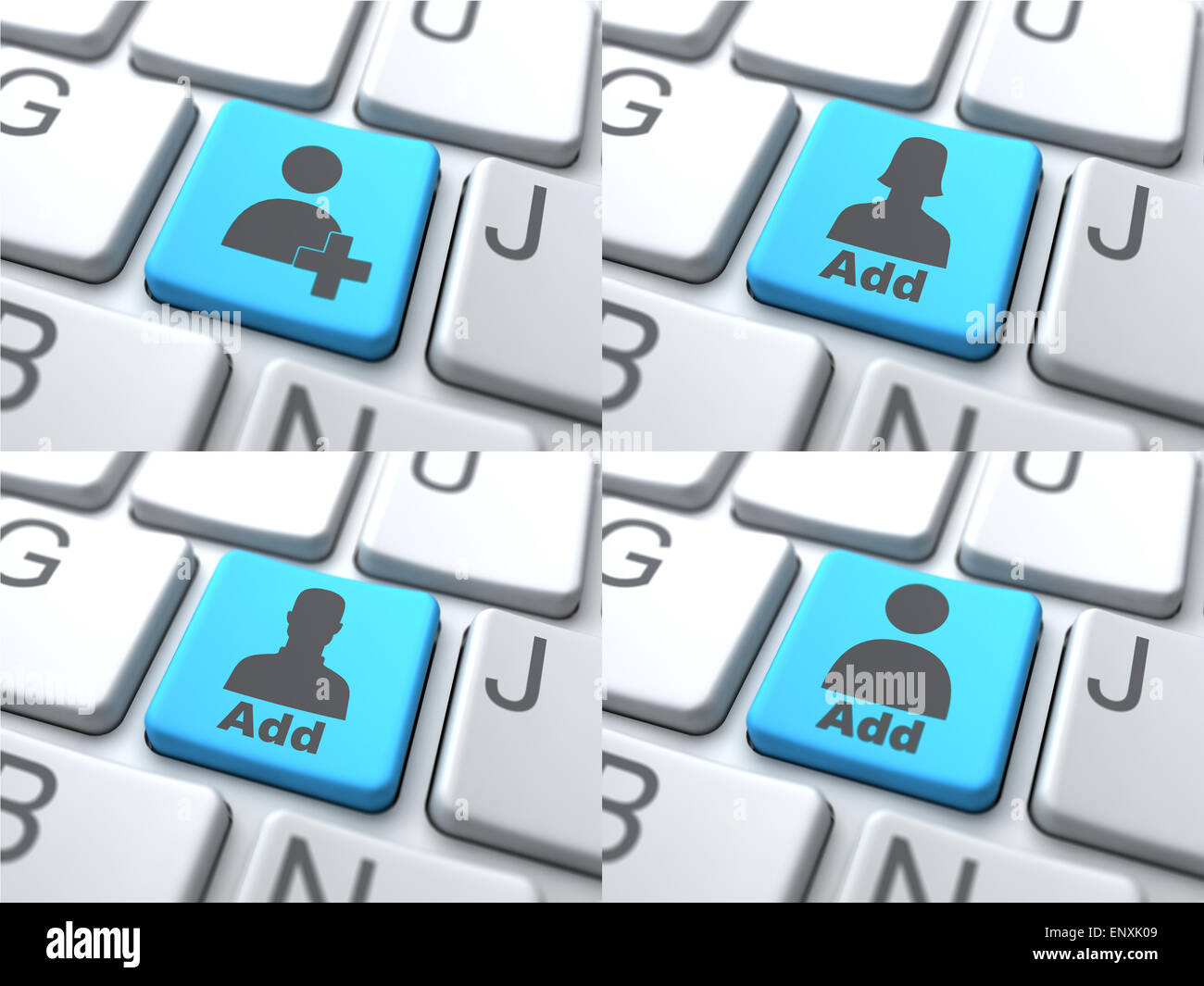 Add Concept - Blue Button on Keyboard. Stock Photo