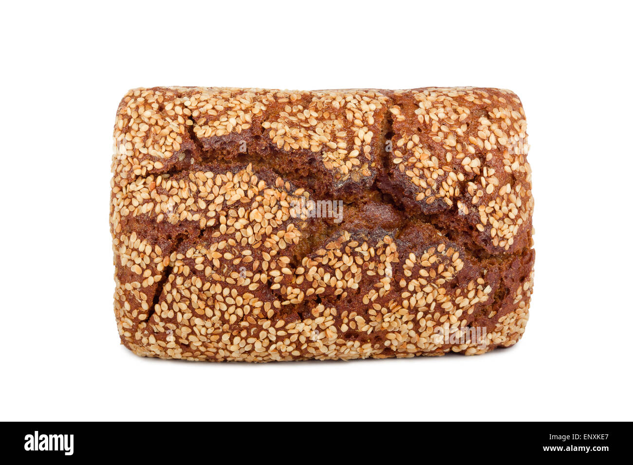 Baked rye bread with linseeds on the white isolated background Stock ...