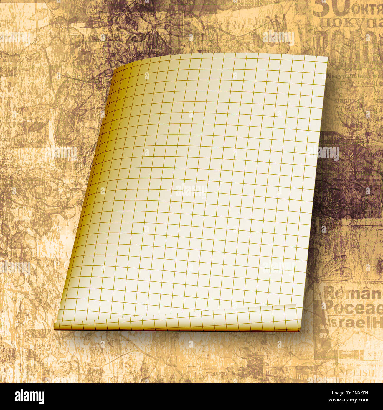 Torn yellow sheet on the abstract paper background Stock Photo