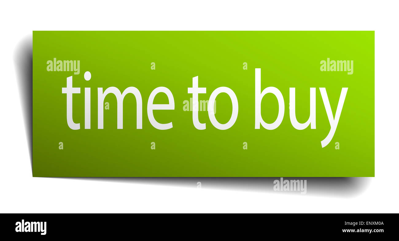 time to buy square paper sign isolated on white Stock Photo Alamy