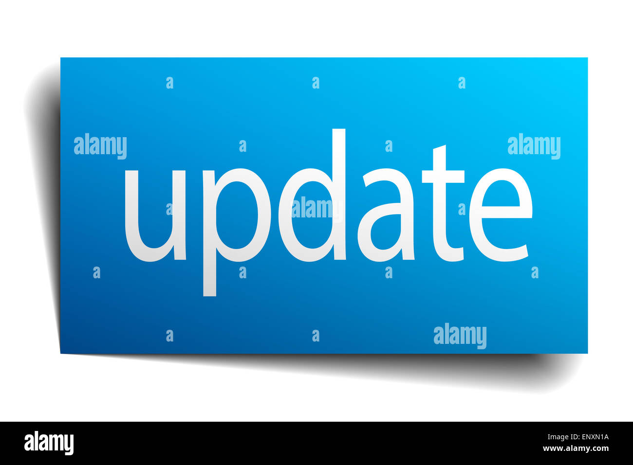 update blue paper sign isolated on white Stock Photo - Alamy