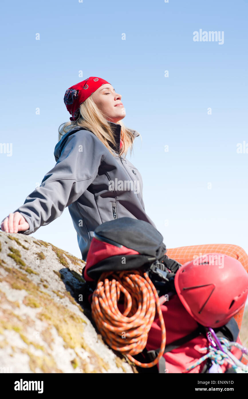 Woman in orange helmet hi-res stock photography and images - Alamy