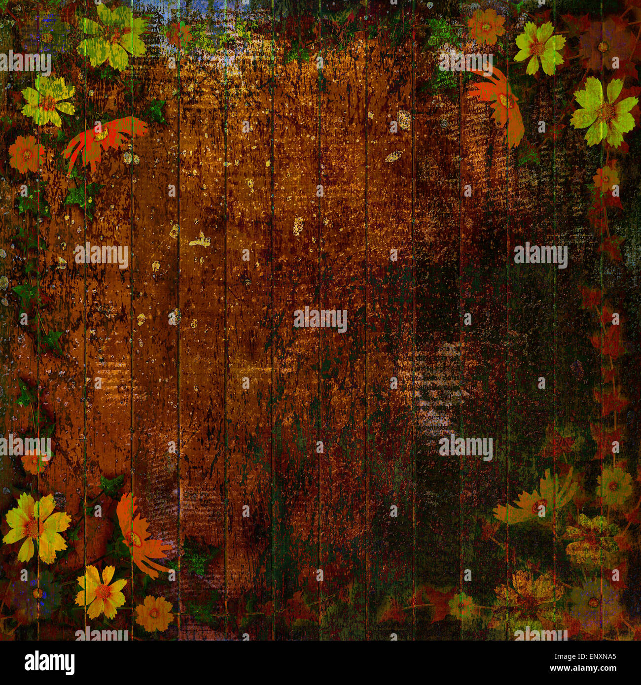 Abstract grunge background with bunch of flowers Stock Photo - Alamy