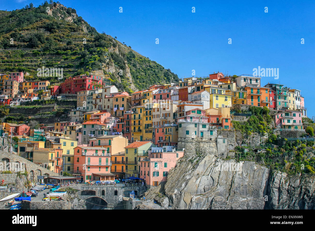 Beautiful town of Corniglia in cinqueterre in Italy with many colorful