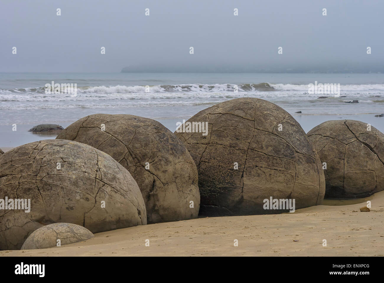 Moeraki boulders in New Zealand Stock Photo