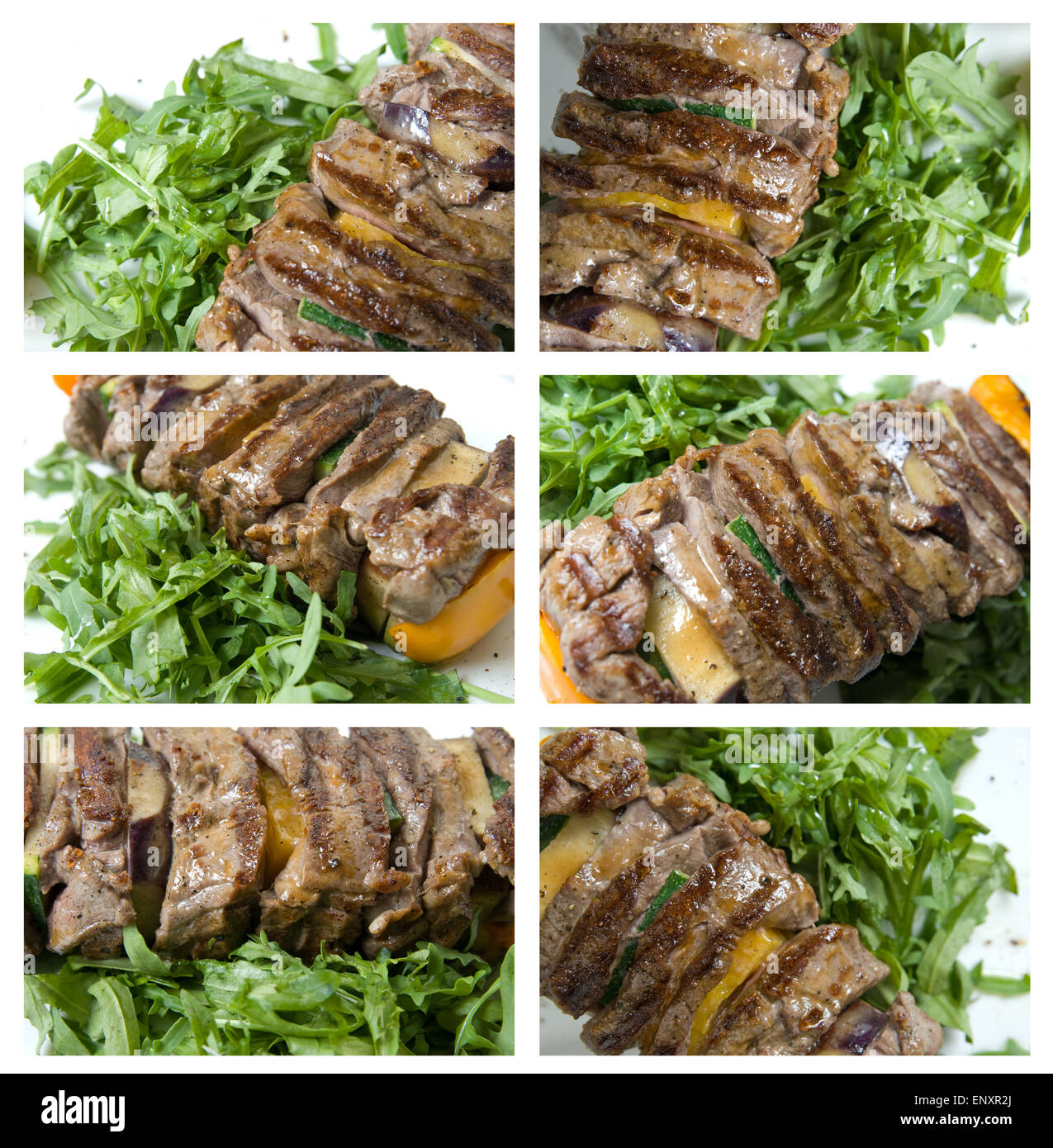 shashlik with potherbs on the plate shashlik with potherbs on the plate Stock Photo