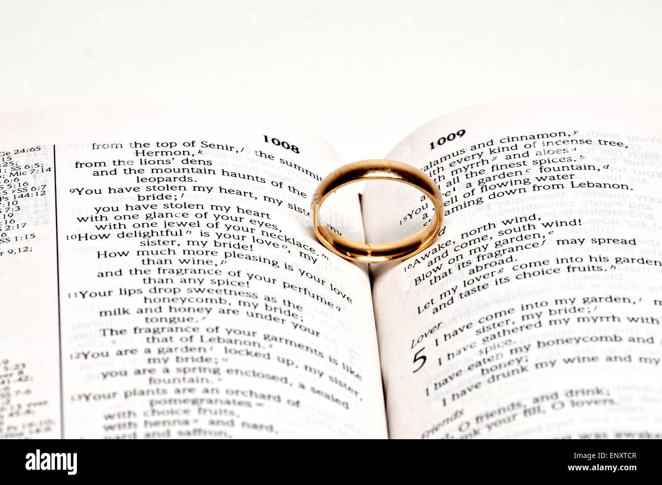 Wedding Ring on a Bible Stock Photo Alamy