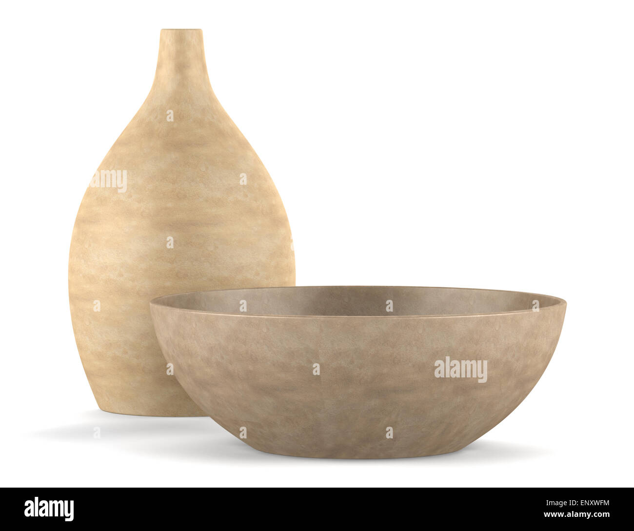 brown ceramic vase and bowl isolated on white Stock Photo - Alamy