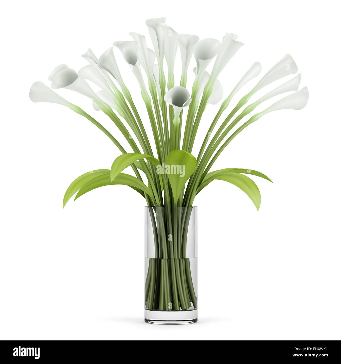 bouquet of lilies in glass vase isolated on white Stock Photo Alamy