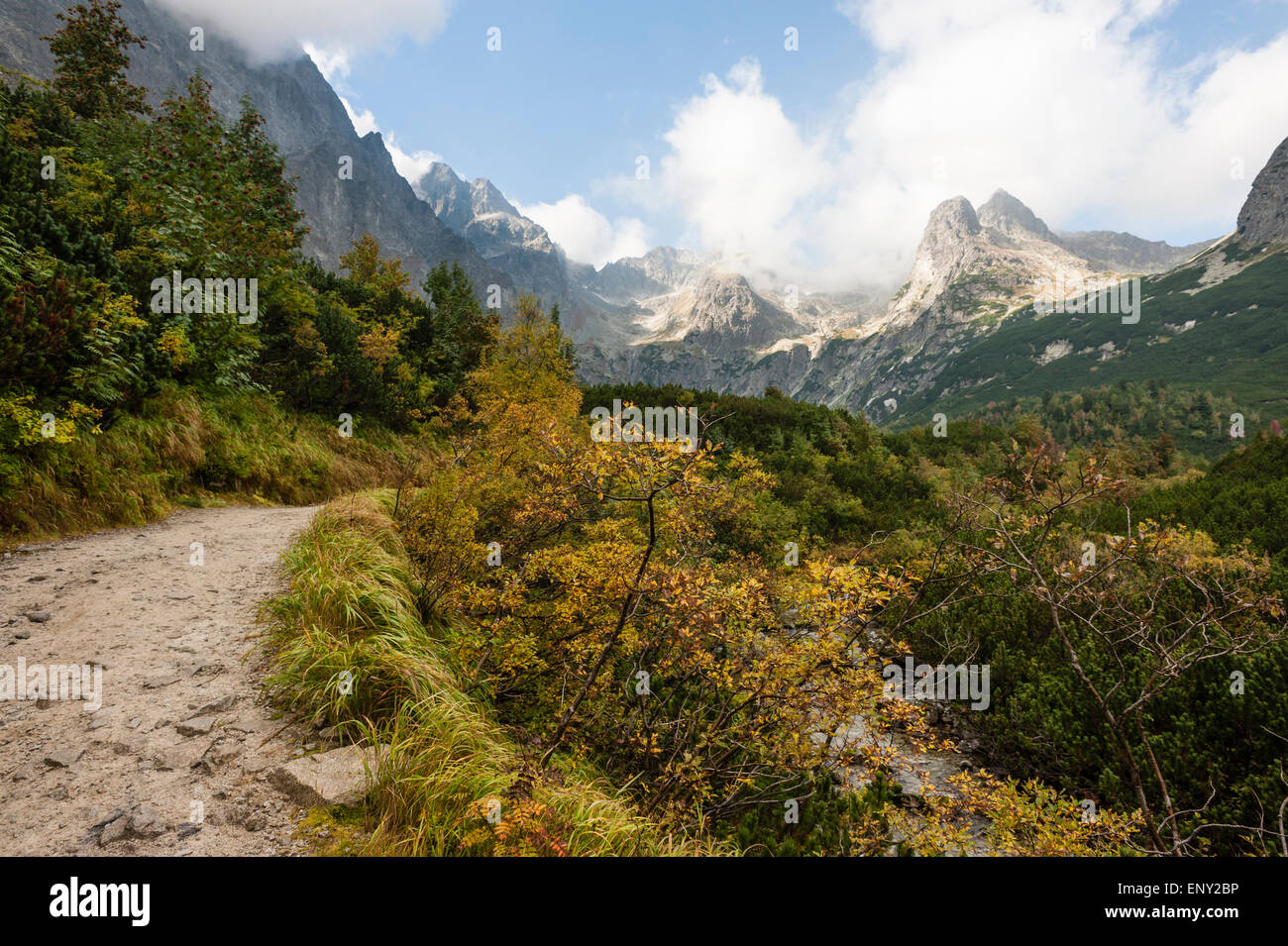 Slovakia, Tatry, Dolina Zeleneho plesa. Walking mountains in autumn Stock Photo
