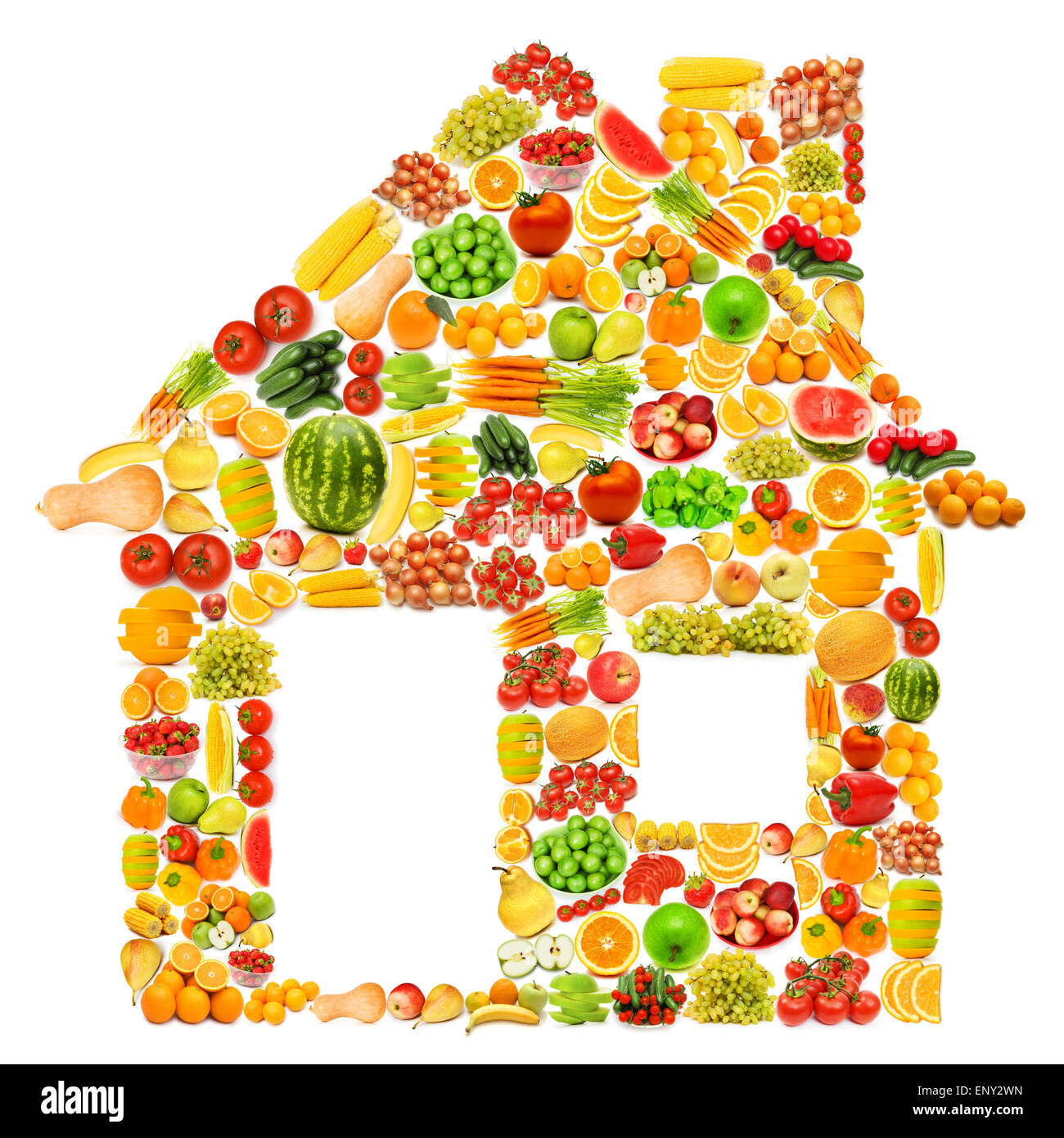 Silhoette made from various fruits and vegetables Stock Photo - Alamy