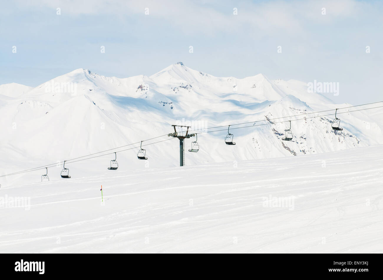 Skilift on bright winter day Stock Photo - Alamy