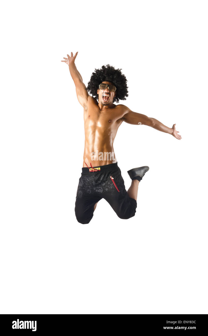 Funny dancer isolated on the white Stock Photo - Alamy