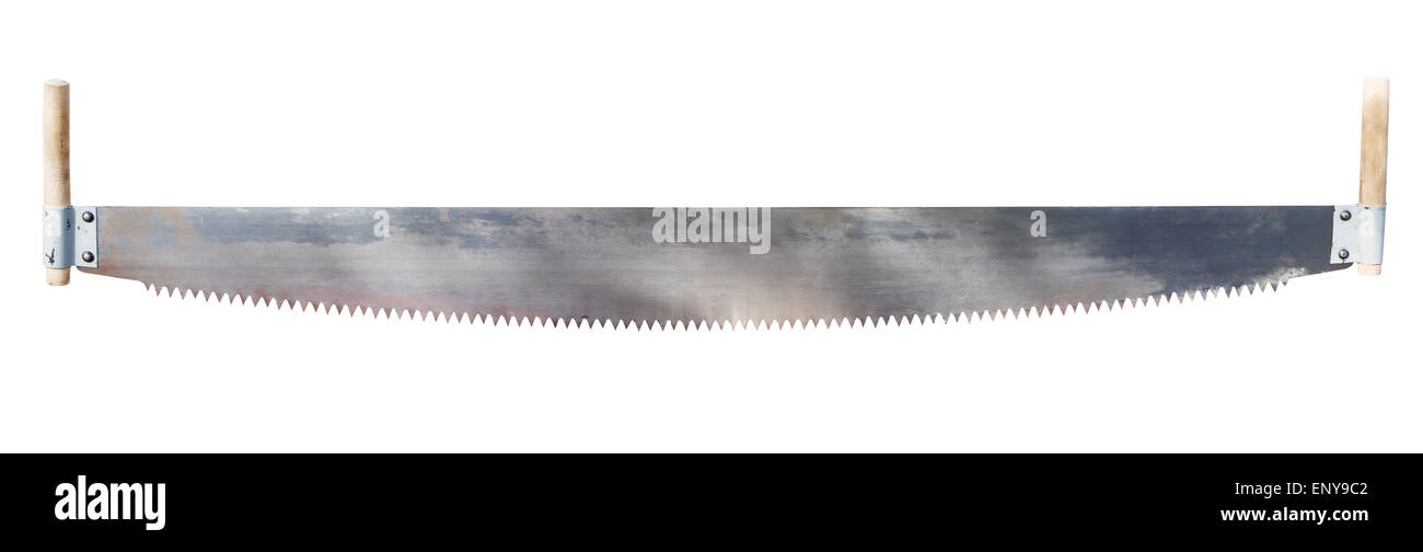 two handled saw isolated on white background Stock Photo