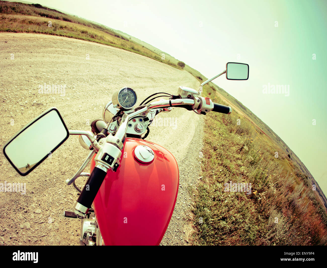 Drivers view of the cockpit in a modern motorcycle Stock Photo Alamy