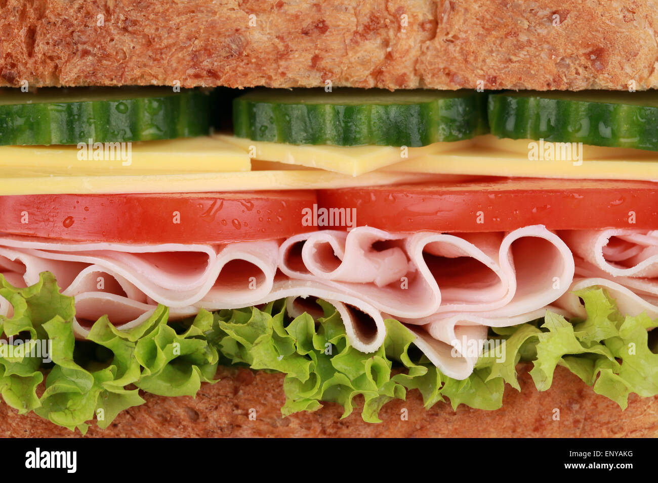 Nahaufnahme eines Sandwich mit Schinken Stock Photo