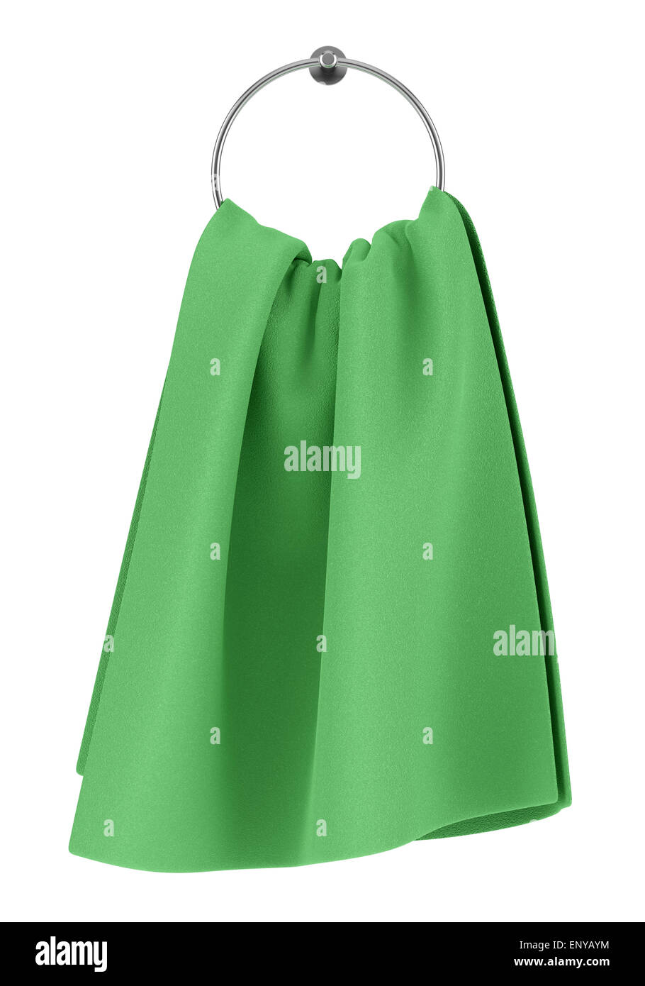 green towel on hanger isolated on white background Stock Photo Alamy