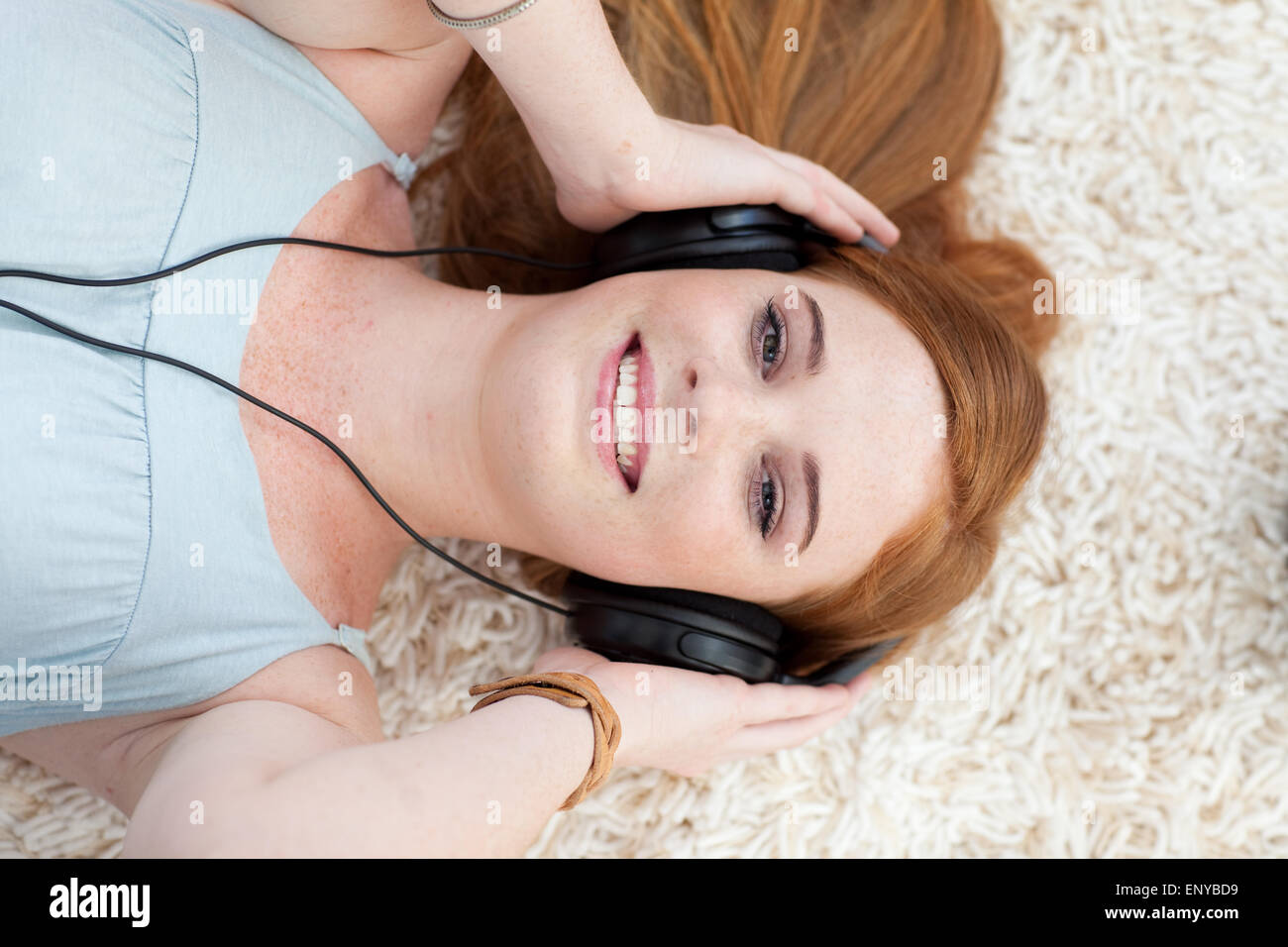 High angle teen girl listening hi-res stock photography and images - Alamy