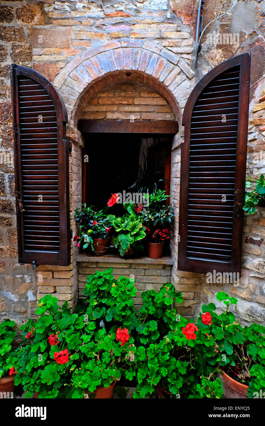 Windows and Doors Assisi Italy Tuscany Umbria IT EU Europe Stock Photo