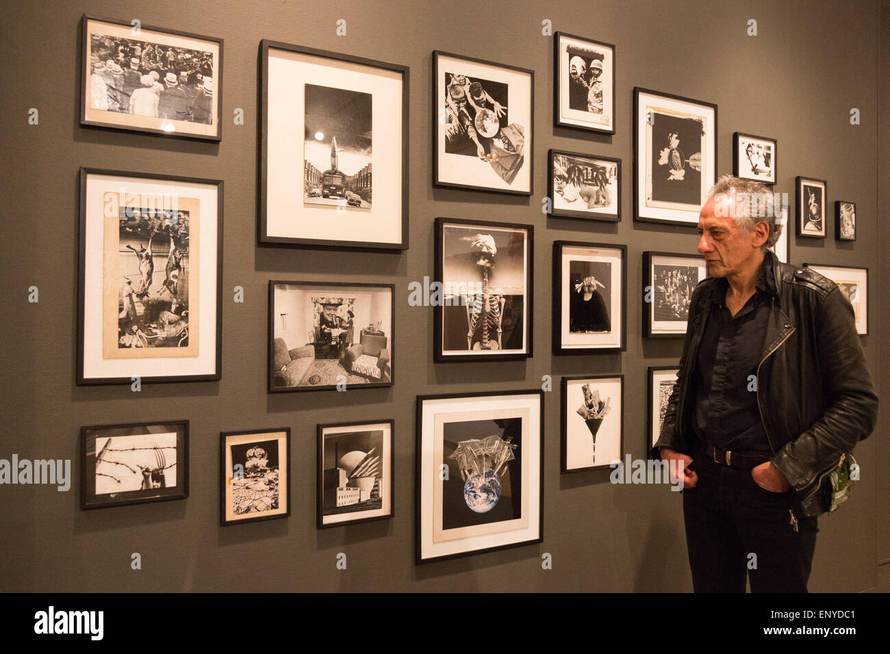London, UK. 12 May 2015. Pictured: artist Peter Kennard (born 1949). Press preview of the exhibition 'Peter Kennard: Unofficial War Artist' at the Imperial War Museum in London, UK. The exhibition opens on 14 May 2015 and runs until 30 May 2016. This free exhibition at IWM London will be the first major retrospective of Kennard's work charting a 50 year career featuring over 200 artworks and related items, including a new art installation ‘Boardroom’ created especially for the exhibition. Political artist Peter Kennard has inpired artists from Mark Wallinger to Banksy. Stock Photo