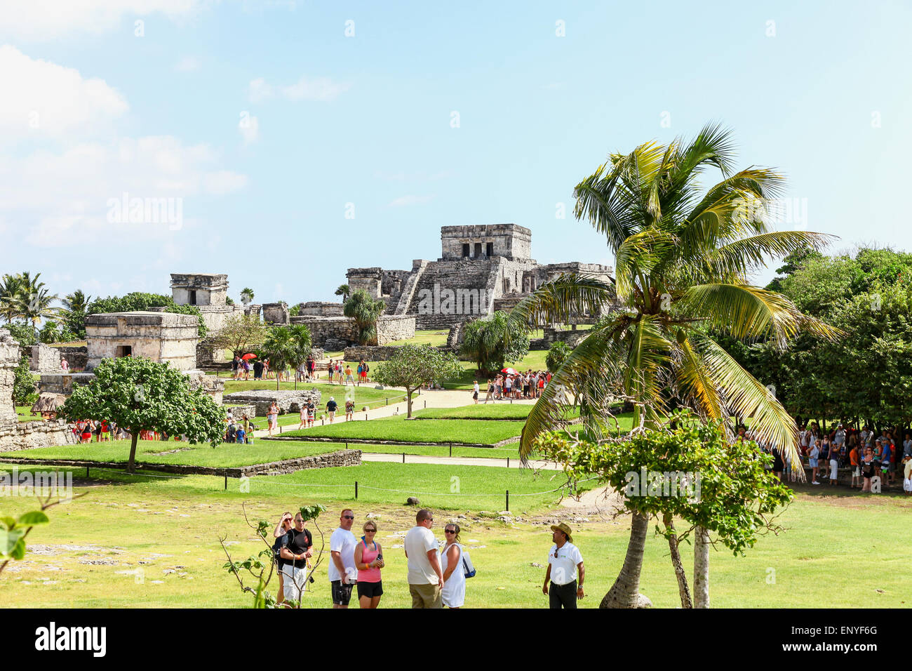 Tulum ruins the site of a Mayan ancient civilization walled city on the Yucatán Peninsula, Quintana Roo, Mexico Stock Photo