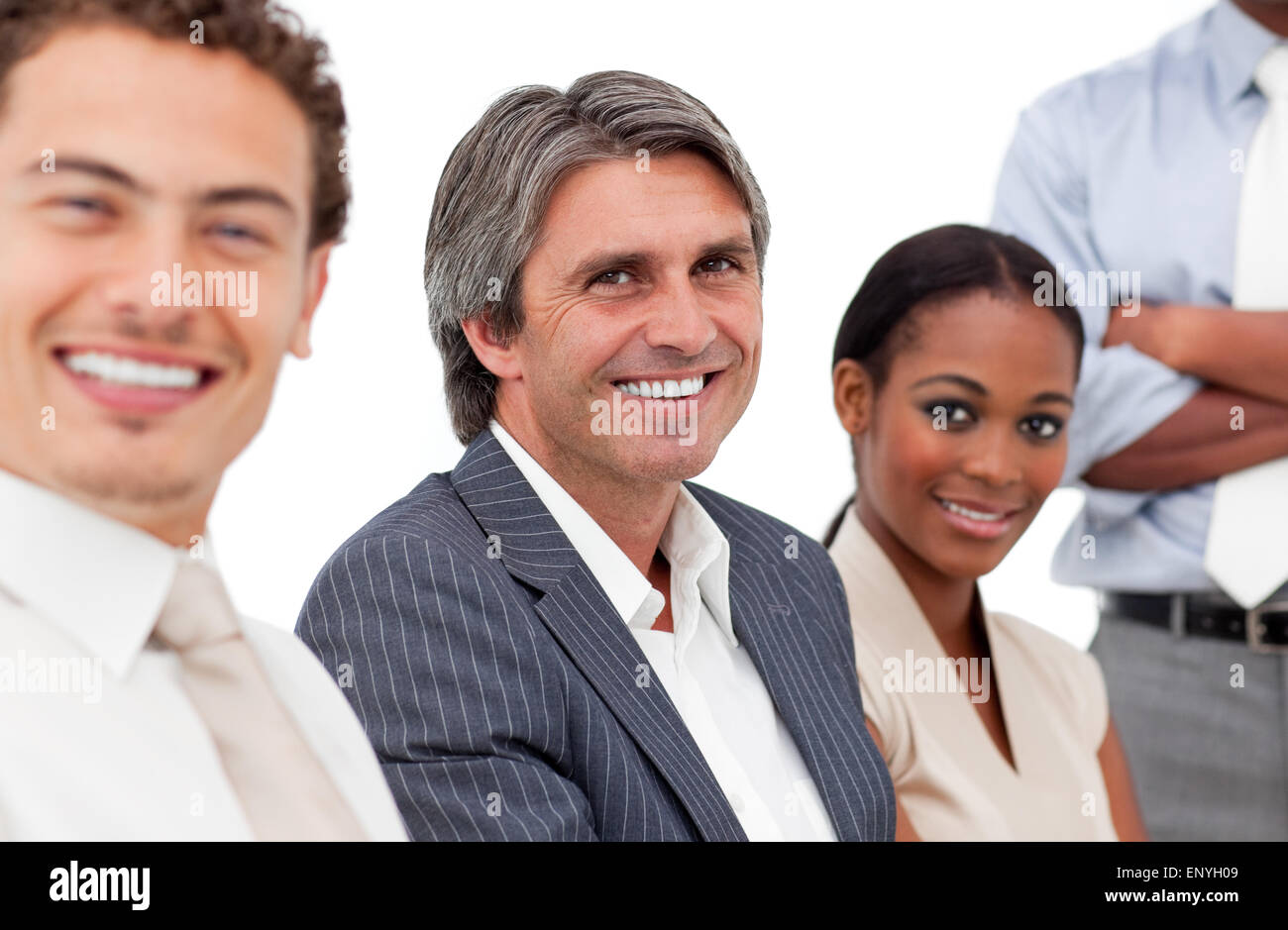 Portrait of smiling business people in a meeting Stock Photo - Alamy