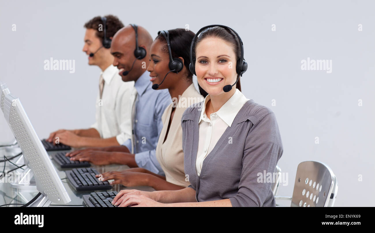 Smiling businesswoman looking at the camera Stock Photo