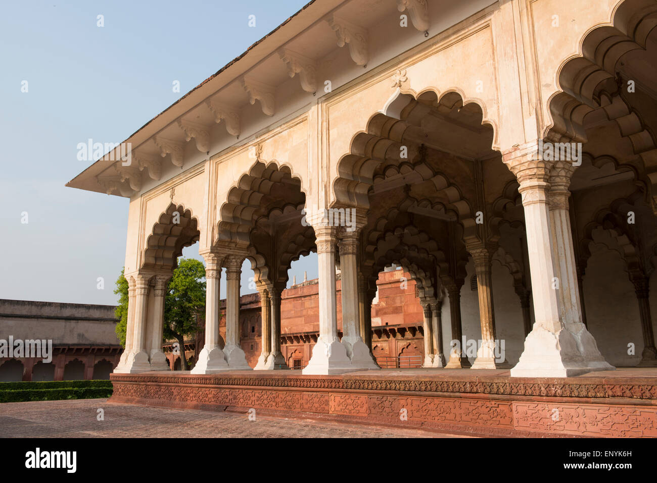 India, Agra. The Red Fort of Agra. This sandstone fortress was once the