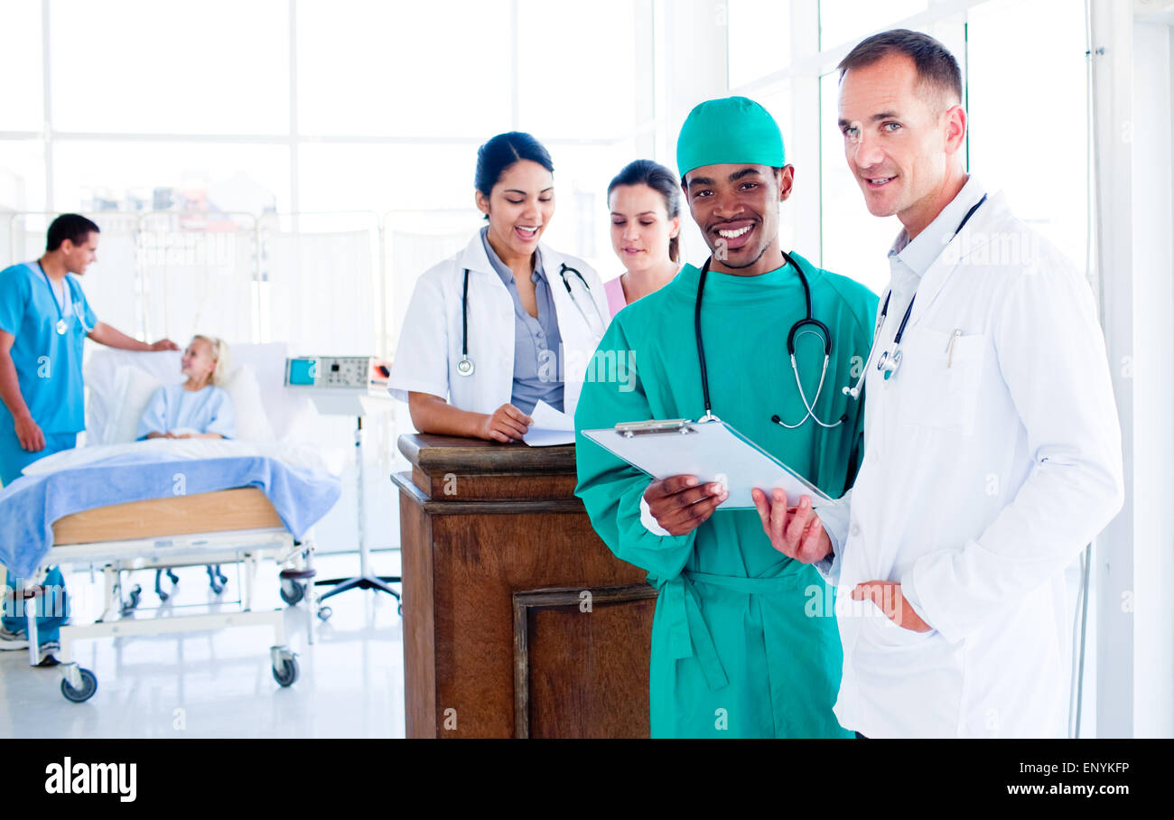 Portrait of a serious medical team at work Stock Photo