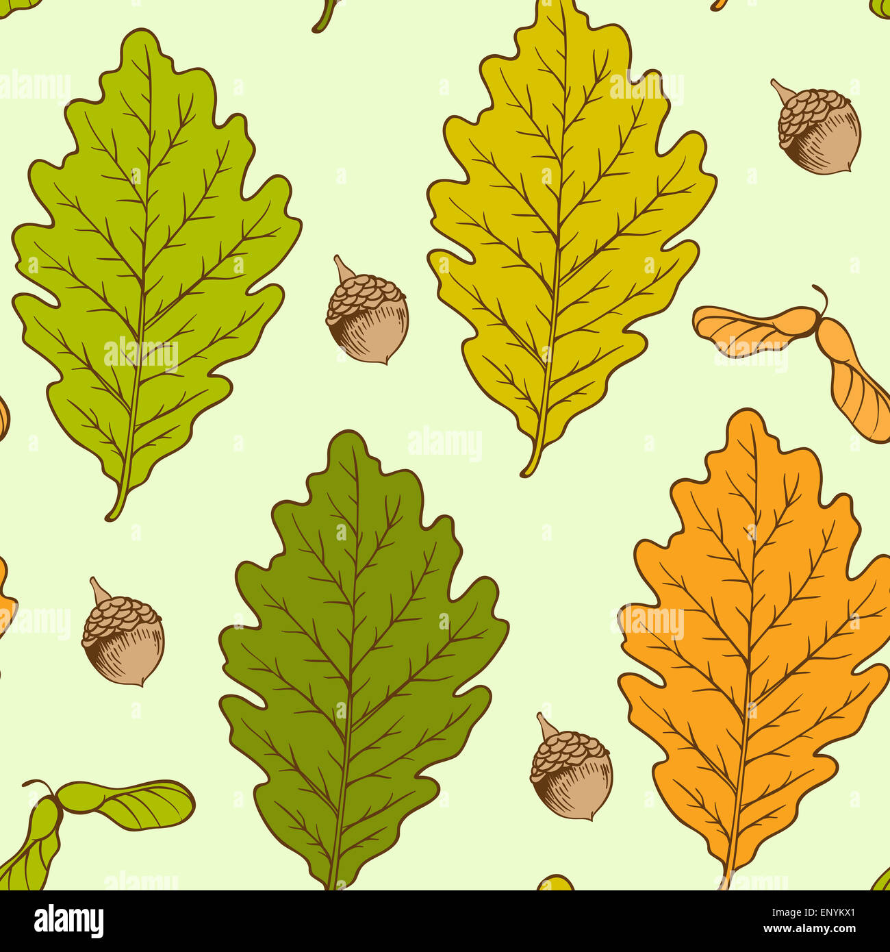 Seamless pattern with autumn oak leaves and acorns Stock Photo - Alamy