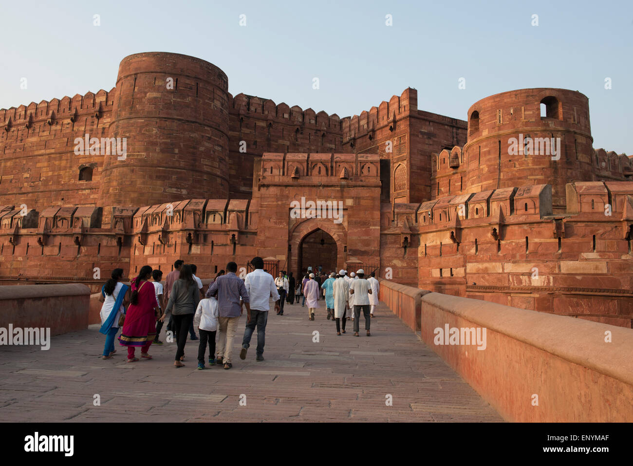 India, Agra. The Red Fort of Agra. This sandstone fortress was once the