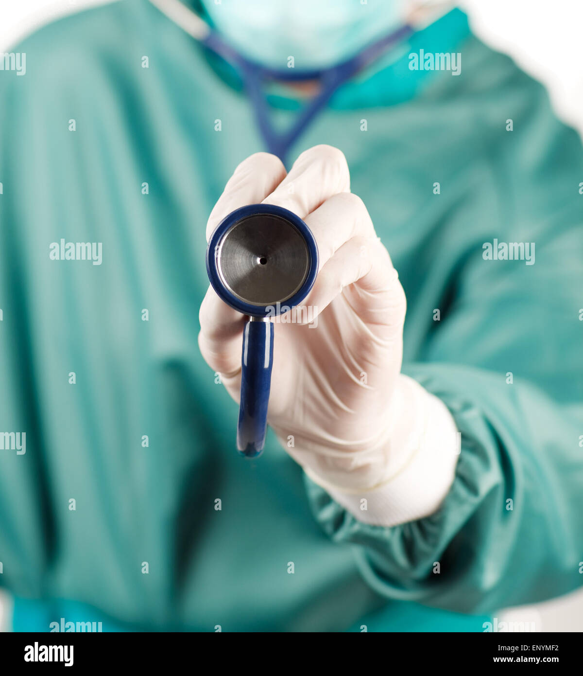 Closeup of a stethoscope hold by a surgeon Stock Photo Alamy