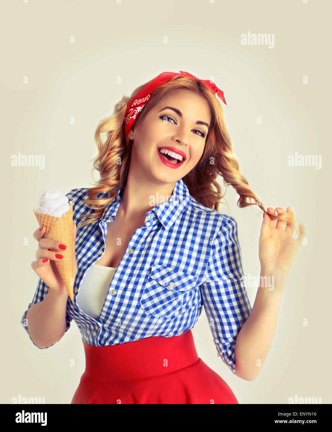 Retro style pin up blonde girl hi-res stock photography and images - Alamy