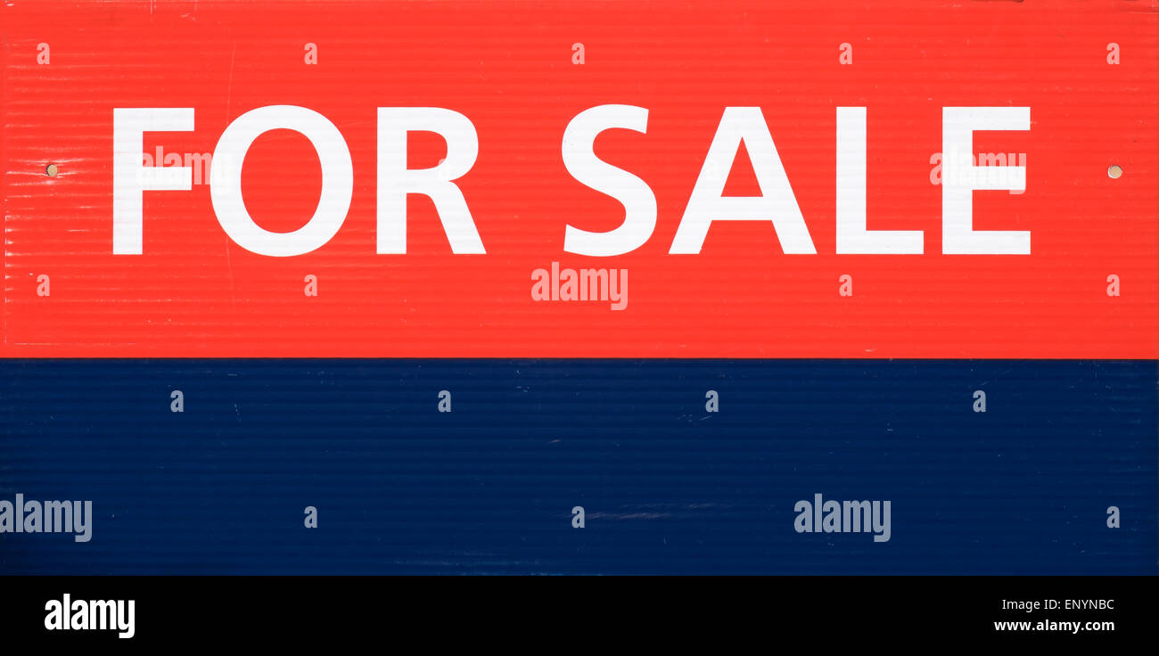 For sale sign red white blue Stock Photo Alamy