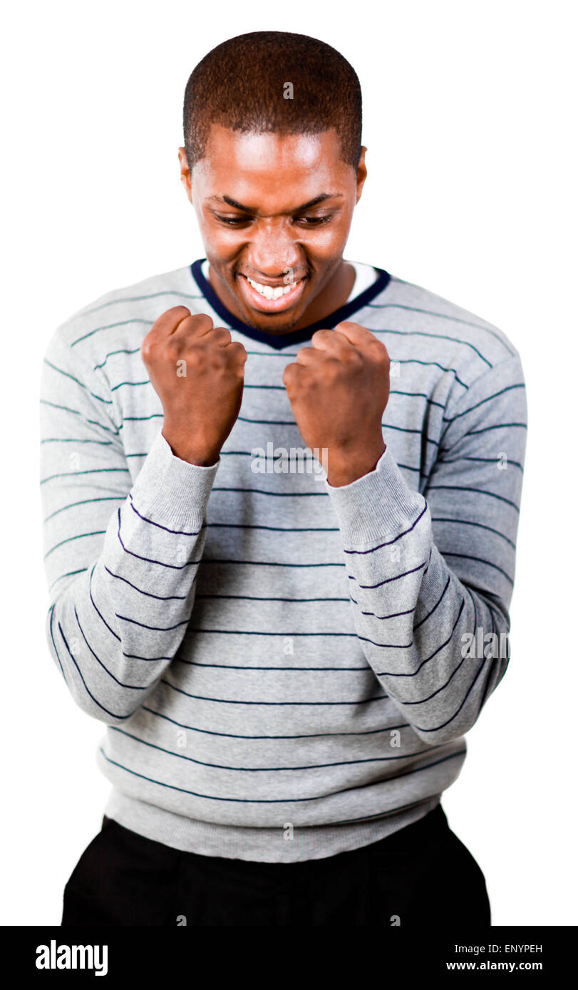 Young man with fists Clenched Stock Photo Alamy
