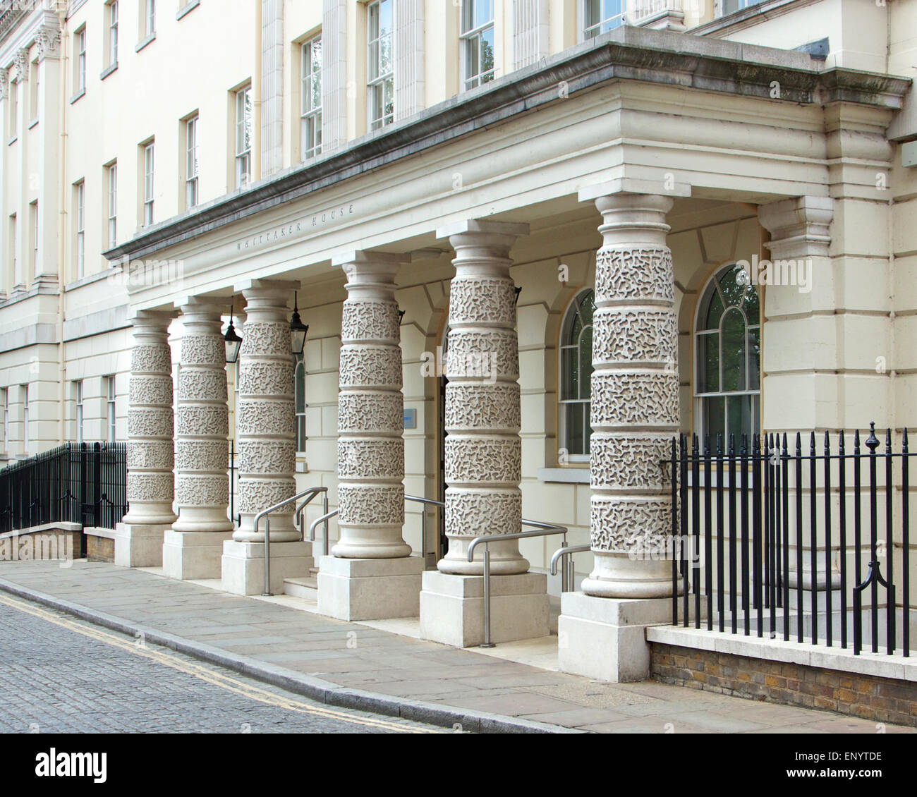 The six pillars of Whittaker House, Richmond, Surrey, England Stock Photo