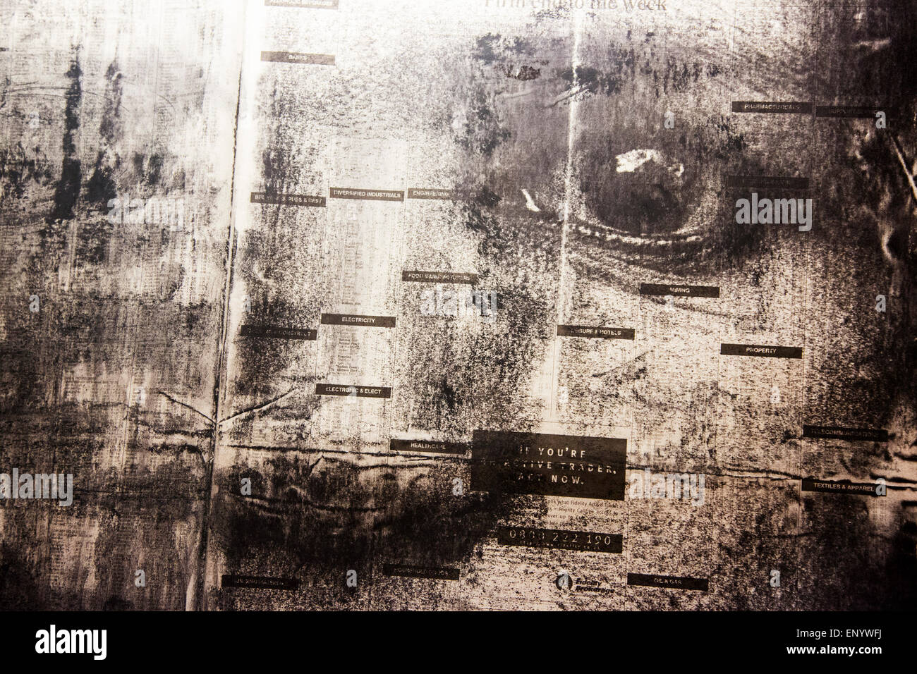 London, UK. 12 May 2015. Press preview of the exhibition 'Peter Kennard: Unofficial War Artist' at the Imperial War Museum in London, UK. The exhibition opens on 14 May 2015 and runs until 30 May 2016. This free exhibition at IWM London will be the first major retrospective of Kennard's work charting a 50 year career featuring over 200 artworks and related items, including a new art installation ‘Boardroom’ created especially for the exhibition. Political artist Peter Kennard has inpired artists from Mark Wallinger to Banksy. Stock Photo