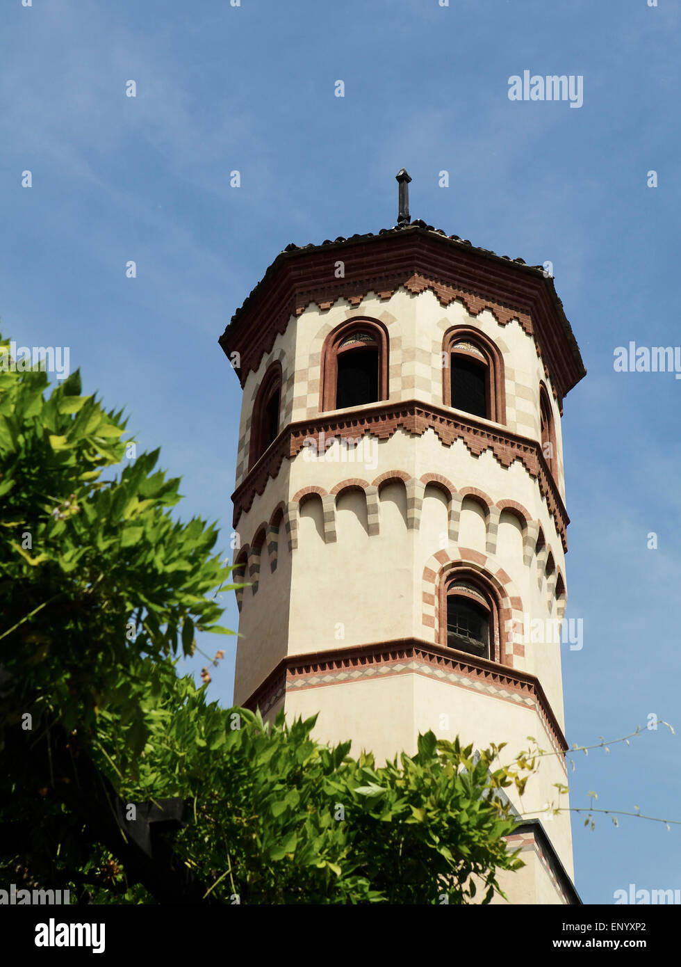 The tower of a recreated medieval castle in Turin Stock Photo