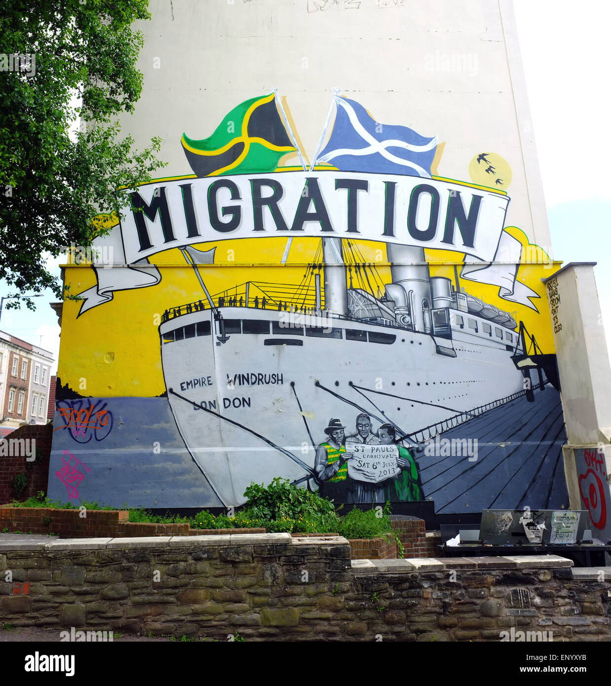 A wall painting in the St Paul's area in Bristol. Stock Photo